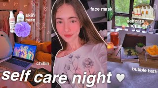 self care night (ﾉ◕ヮ◕)ﾉ*:･ﾟ✧ skincare, bubble bath,  face mask, chilling