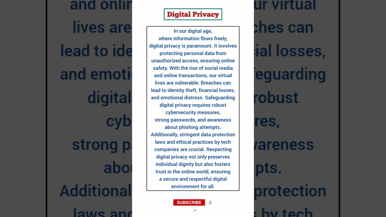 Essay On Digital Privacy : Safeguarding Our Virtual Lives in 100 Words 