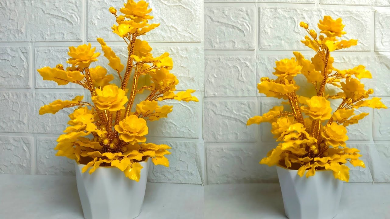 Cara Membuat Bunga Mawar Kerang Bahan Akrilik | Mawar Kuning Akrilik Special Ultah Craftubers