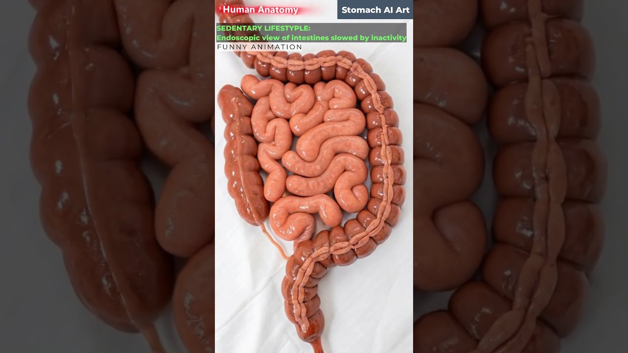 Intestines Slowed By Sitting Long Hours Animation Gut Health Human Anatomy Stomach AI Art 07