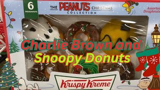 Krispy Kreme Donuts. Charlie Brown & Snoopy on his Doghouse. The Peanuts Christmas Donut Collection.