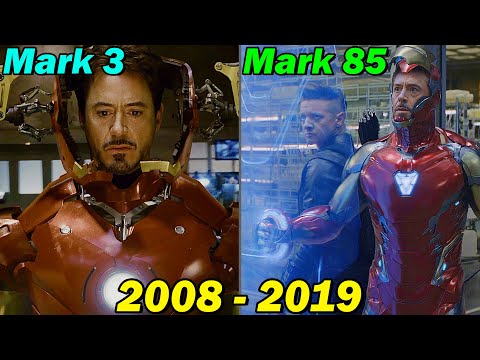 Видео: 😎 Все ТРАНСФОРМАЦИИ костюмов Железного человека (Mark 1 — Mark 85). ✅ ДЕВЯТЬ фильмов. 2008-2019