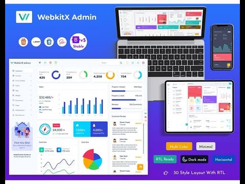 Best RTL Light Bootstrap Dashboard of WebkitX WebApp Templates