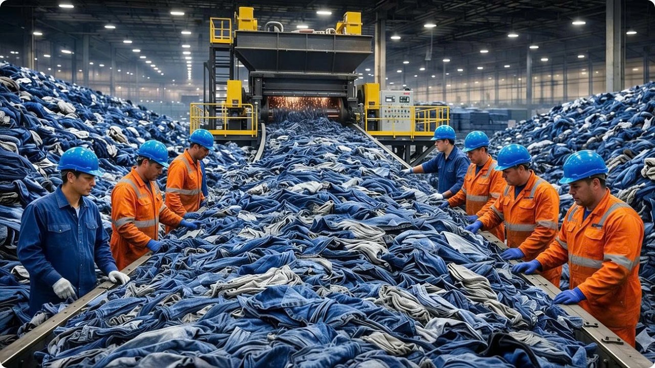 The Insane Process of Recycling Millions of Old Jeans!