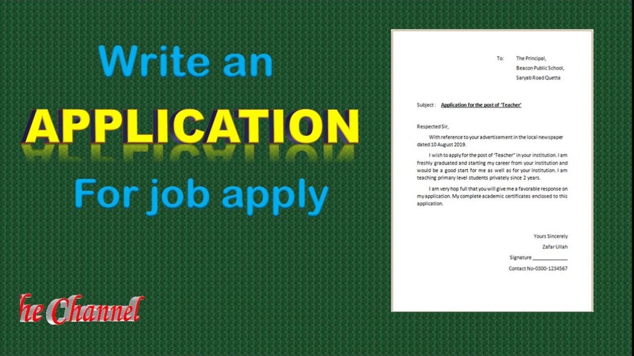 How to write an application for job apply  application for Job Vacancy