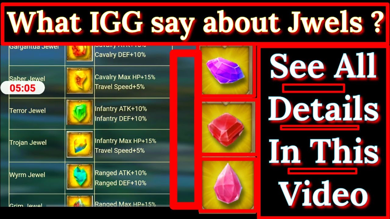 IGG Jewels Details in LORDS MOBILE 