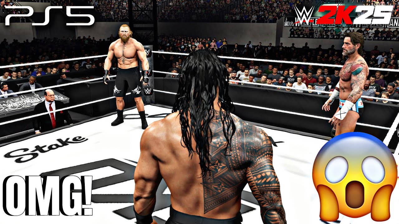 WWE 2K25 - CM Punk v Reigns v Lesnar - World Heavyweight Championship Match at WrestleMania 42 | PS5