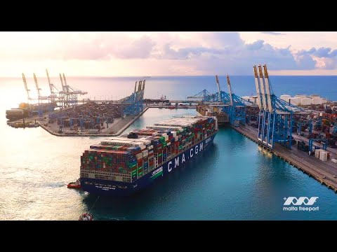 CMA CGM Jacques Saade LNG powered containership - Maiden Call at Malta Freeport Terminals