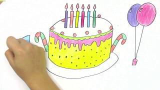 Rysowanie i Malowanie Tortu Urodzinowego Dla Dzieci I Coloring Cake for kids screenshot 3