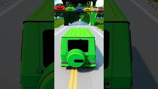 Four Trucks Transporting cars with Flatbed Trailers    Cars vs Speedbump vs Train vs Pothole #006