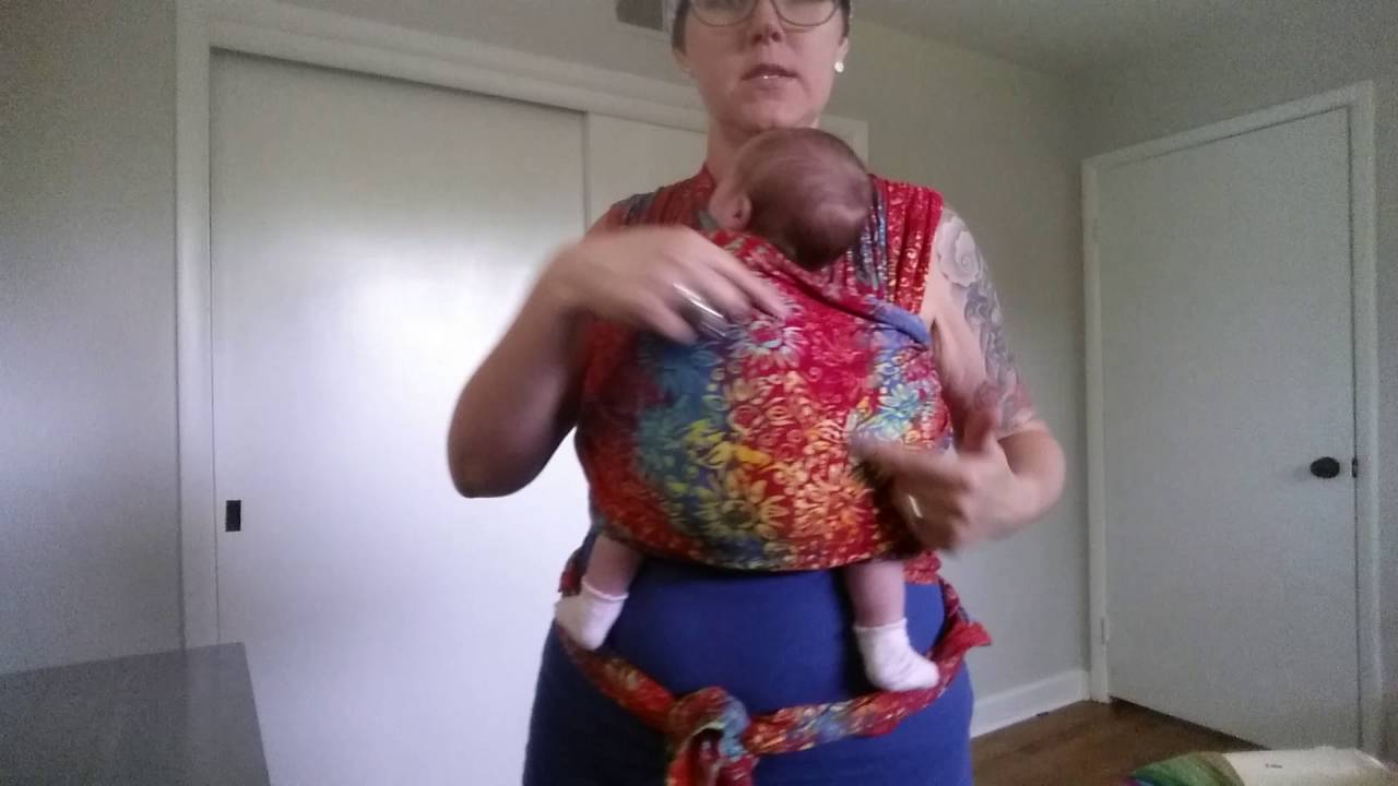 Pocket Wrap Cross Carry with a newborn in a stretchy wrap