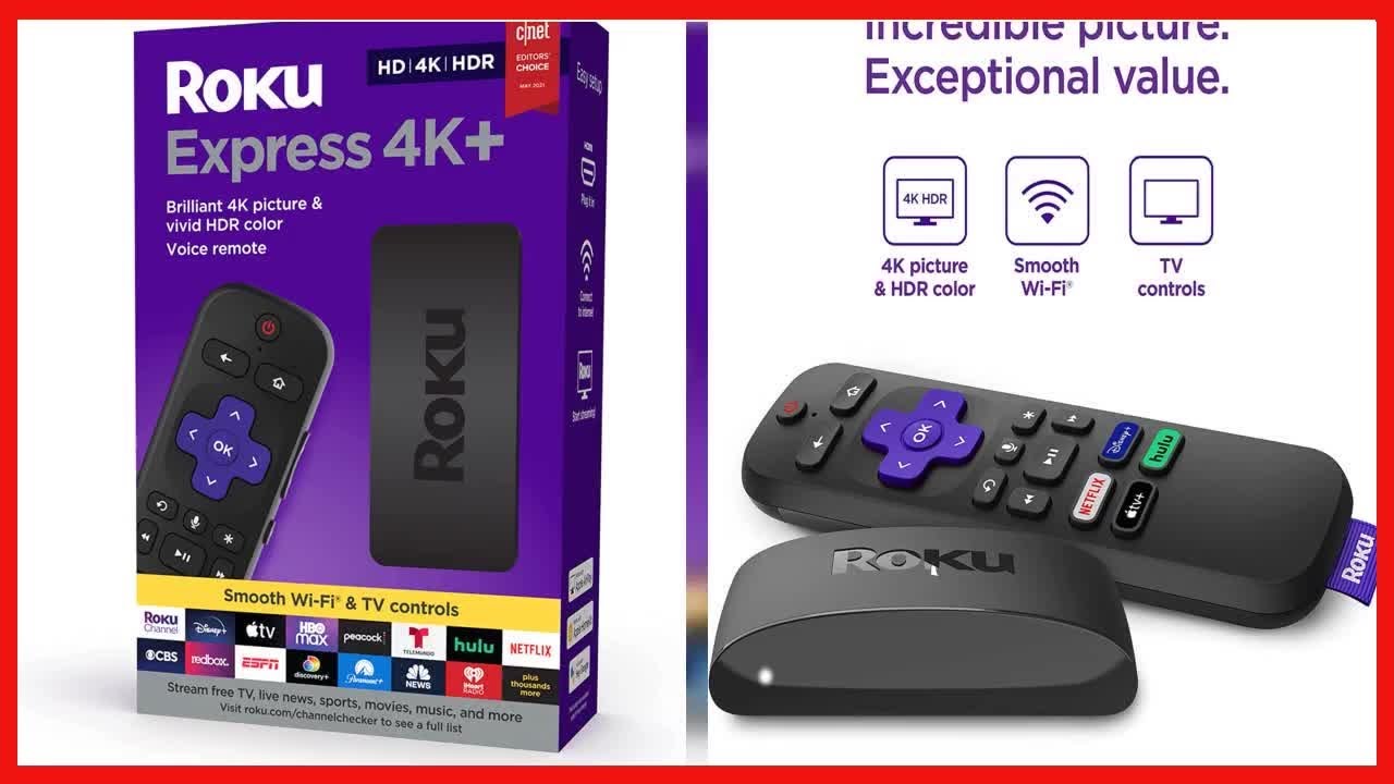 Roku Express 4K+ 2021 Streaming Media Player HD/4K/HDR YouTube