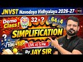 नवोदय विद्यालय JNVST 2026-27 | Maths | Simplification | Demo Class | by Jay Sir