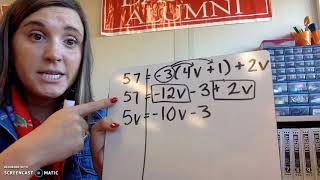 Multi Step Equations Variables on One Side Lesson #2