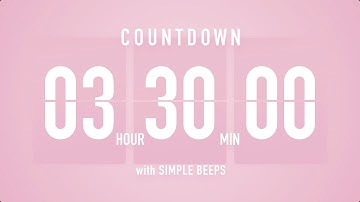 3 Hour 30 Minute Countdown Timer 🌸 Flip Clock with Simple Beeps 🔔