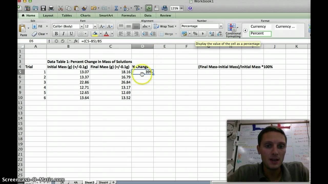 Calculate Percent Change In Excel Youtube