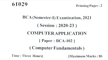 Computer Fundamentals | B.C.A 1st Semester(2020-23) Question Paper | #BCA #BRABU #UNIVERSITY #shorts