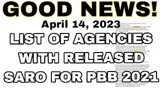 Good News List Of Agencies With Released Saro For Pbb 2021 April 14, 2023.