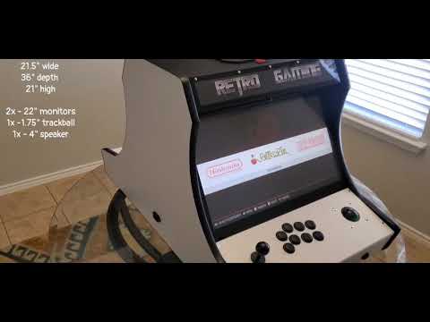 Dual monitor arcade cabinet trackball two players raspberry pi