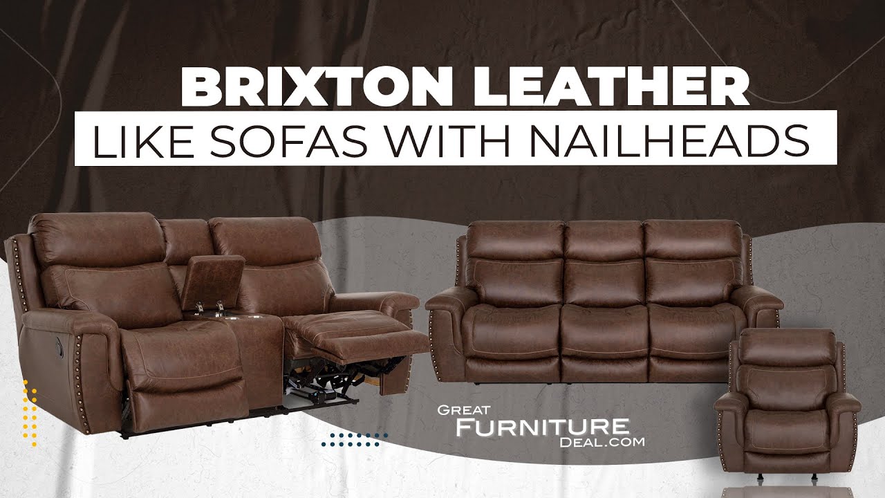 Brixton Leather-Like Sofas with Nailheads by Franklin Furniture