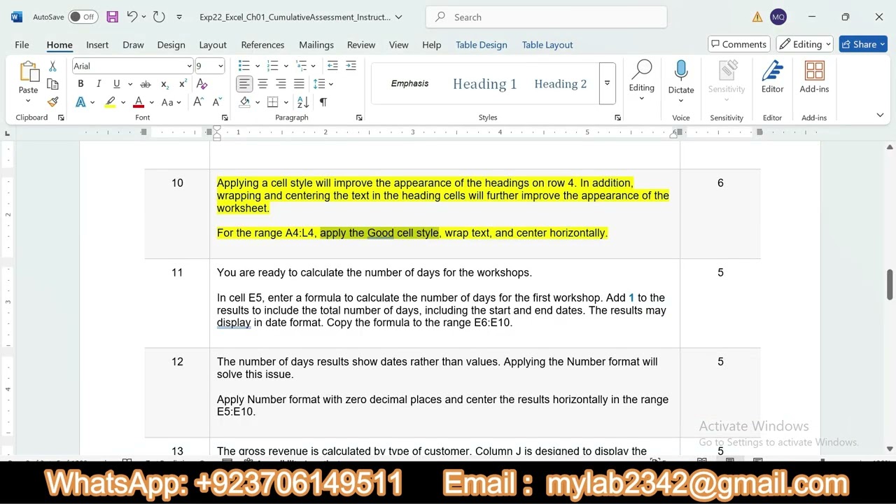 Exp22_Excel_Ch01_CumulativeAssessment | Exp22 Excel Ch01 CumulativeAssessment