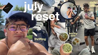 july reset vlog | mental check in, daily lifts, tanning, thrifting, healthy eats, + journaling