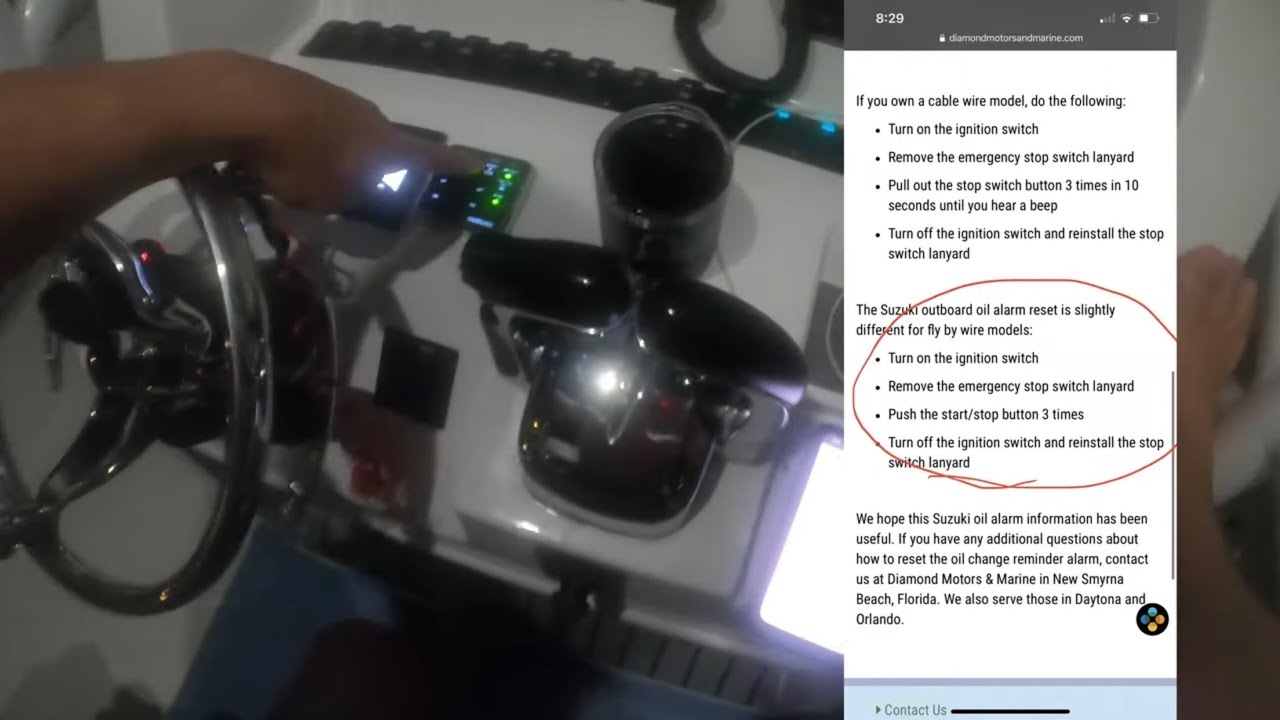 Reset Oil Alarm or any alarm on Suzuki Outboard fly by wire