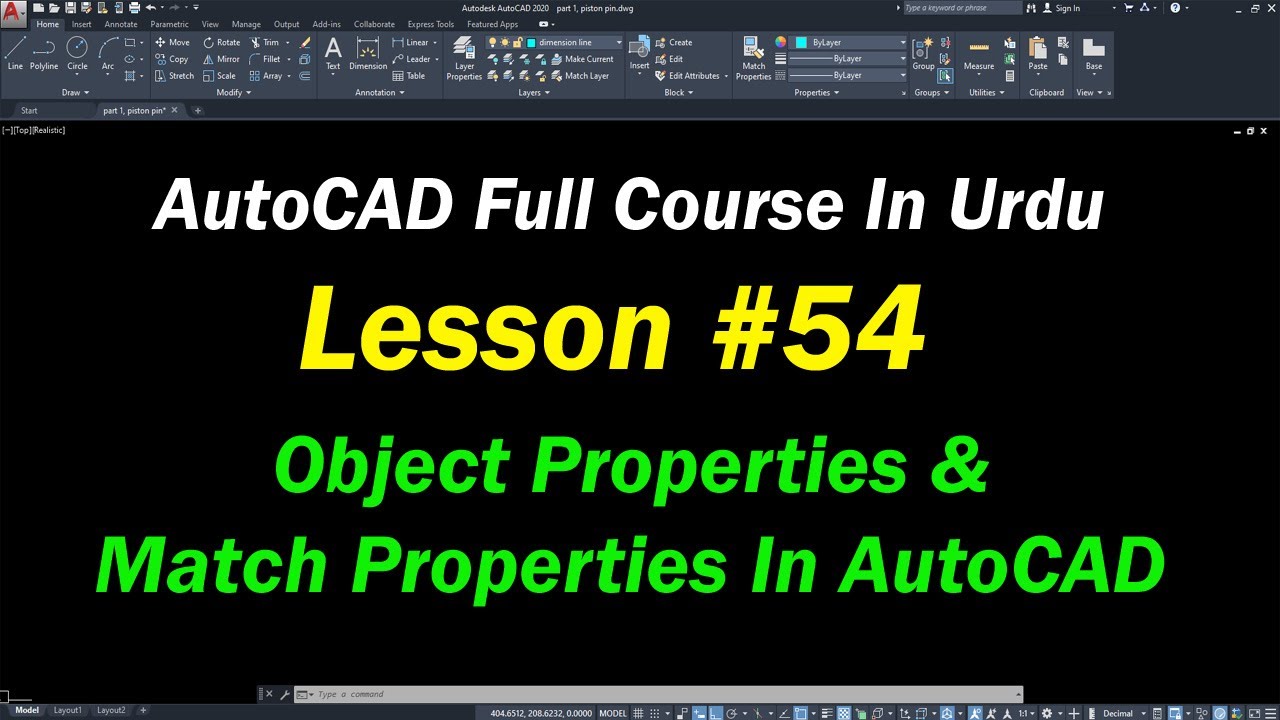#54 Object Properties & Match Properties In AutoCAD Tutorial - YouTube