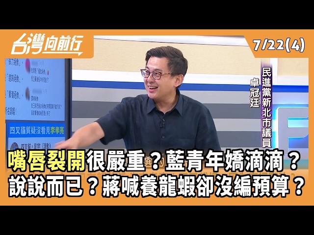 嘴唇裂開很嚴重？藍青年嬌滴滴？ 說說而已？蔣喊養龍蝦卻沒編預算？ 2026.07.22【台灣向前行 Part4】
