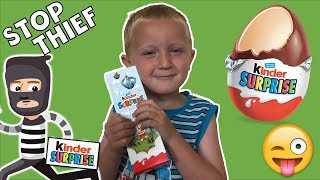 Kinder Surprise Eggs Opening Kinder Thief Watch Out Archie Is About Unboxing Video Abcde