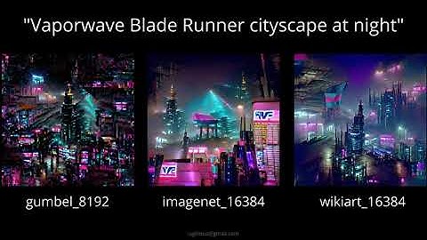 Vaporwave Blade Runner cityscape - VQGAN+CLIP dataset comparison
