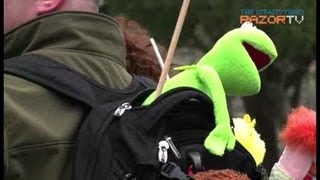 Puppets Protest Romney Threat To Us Public Broadcasting