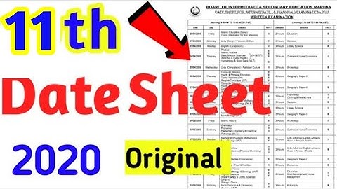 11th Class date sheet 2020 || 1st year date sheet punjab Board 2020| FSC ICOM Part 1 date Sheet 2020