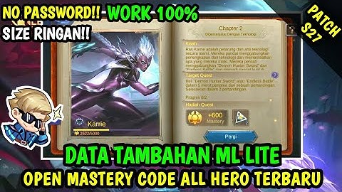 Data Open Mastery Code All Hero Terbaru Patch S27 | Data Tambahan ml lite