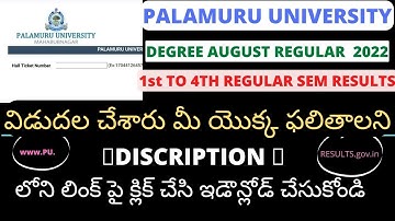 Palamuru university degree August 1st to 4th sem regular results released