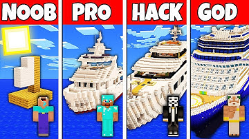 Minecraft Battle: NOOB vs PRO vs HACKER vs GOD! BOAT HOUSE BUILD CHALLENGE in Minecraft