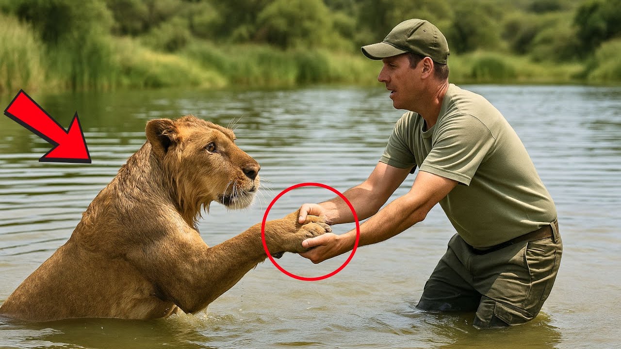 Man Saves Lion from Drowning – But When They Reach the Shore What the Lion Does Next Is Unbelievable