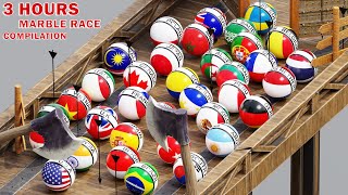 3 Hours Countries Marble Race Compilation - Season 1 to 3