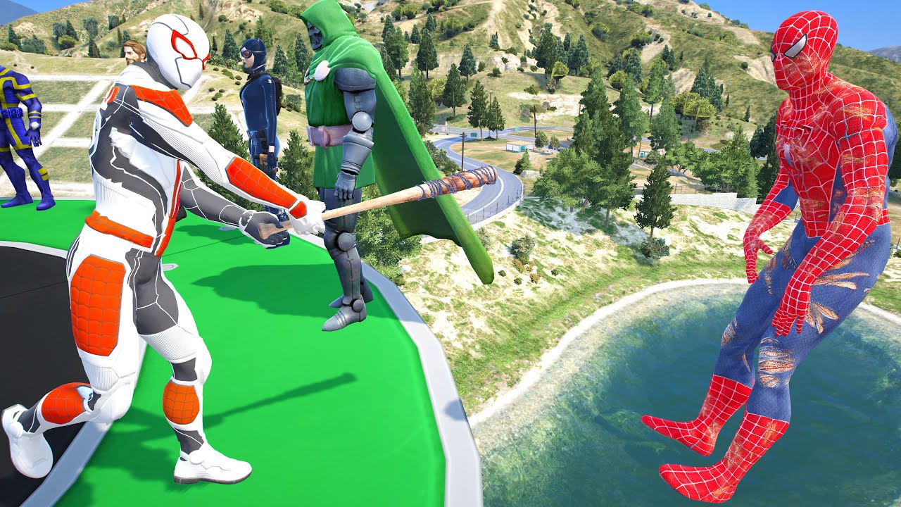 GTA 5 SPIDER-MAN WITH A BASEBALL BAT vs SUPERHEROES! (Euphoria Physics) Ep.102