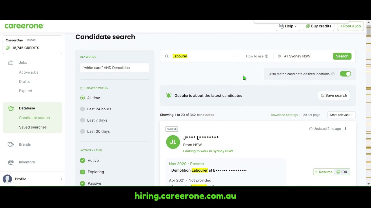 CareerOne Hiring - Candidate Search