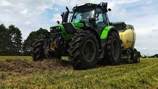 Heuballen pressen mit Deutz-Fahr 6130 , 6150 und Krone Comprima V 180 XC