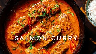 Salmon Curry | Thai Red Curry | Flavorsome Creamy Fish Curry with Coconut Milk