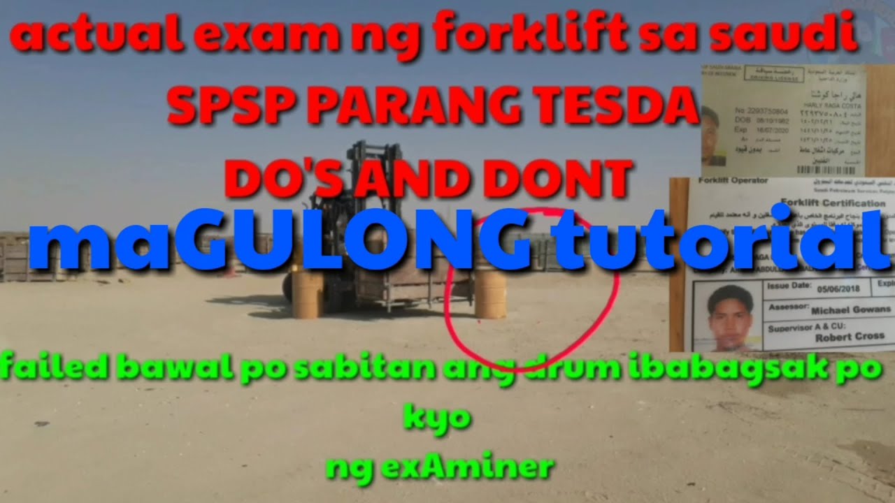 Lisensyasasaudi Actual Exam Paano Kumuha Ng Lisensya Ng Forklift Tesda Spsp Aramcolicense Youtube