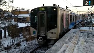 【入線】高城町駅にJR東日本HB-210系快速石巻行きが入線　ミニ２７７