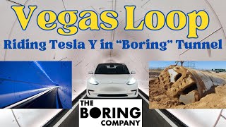 Riding in a Tesla Model Y thru the Boring Tunnel. Las Vegas Loop. Resorts World to LVCC and back