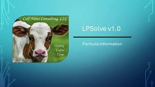LPSolve Formula Information