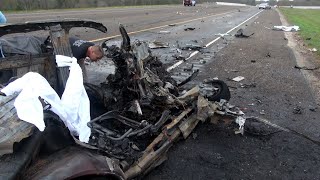 010122 PASSENGER CAR HITS 18 WHEELER AND BURSTS INTO FLAMES KILLING THE DRIVER