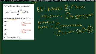 June 2012 MCQ integral equation solutions | csir net mathematics june 2012 part b question solutions
