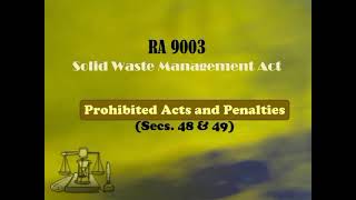 Republic Act. No. 9003 "Ecological Solid Waste Management Act of 2000"