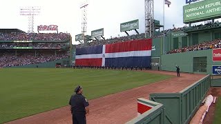 LAA@BOS: Dominican national anthem plays for Ortiz